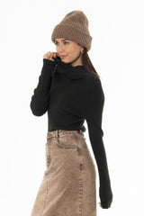Green Cowl Neck Knit Sweater