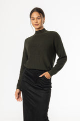 Olive Drop Shoulder Knit Sweater