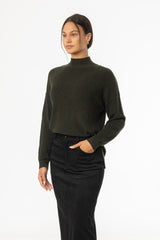 Olive Drop Shoulder Knit Sweater
