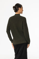 Olive Drop Shoulder Knit Sweater