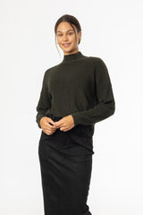 Olive Drop Shoulder Knit Sweater