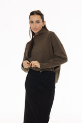 Olive Drop Shoulder Sweater Top