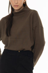 Olive Drop Shoulder Sweater Top