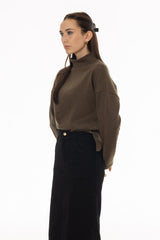 Olive Drop Shoulder Sweater Top