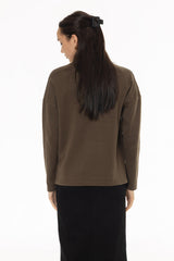 Olive Drop Shoulder Sweater Top