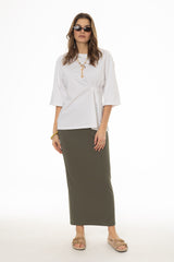 Green Herringbone Textured Skirt