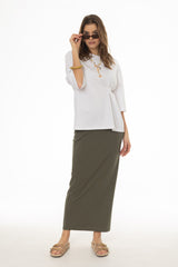 Green Herringbone Textured Skirt