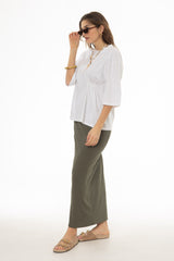 Green Herringbone Textured Skirt