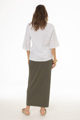 Green Herringbone Textured Skirt