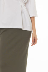 Green Herringbone Textured Skirt