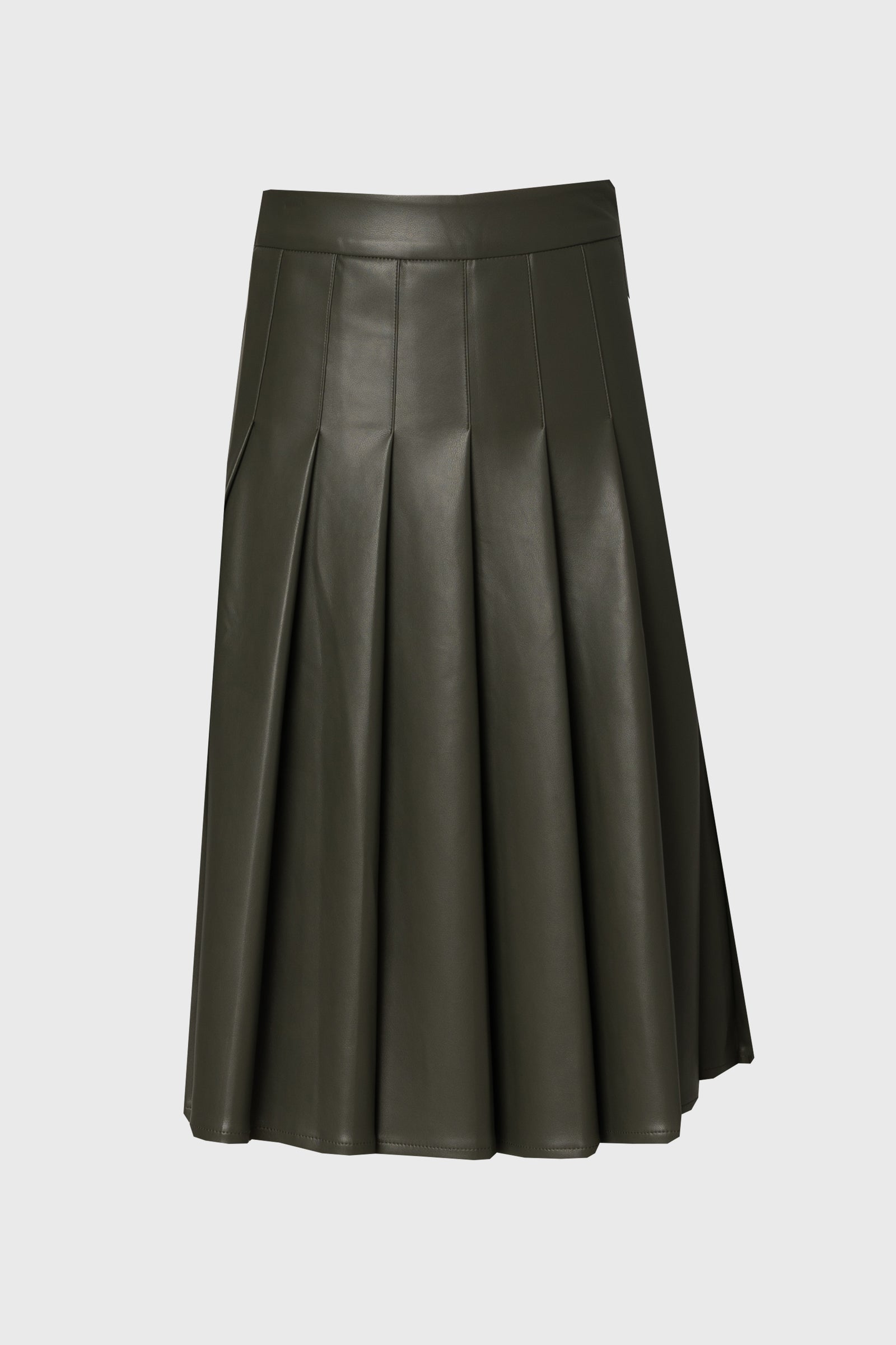 Green Pleated Vegan Leather Skirt – BLANK