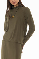 Olive Raglan Sleeve Maxi Dress