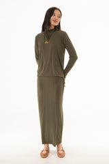 Olive Raglan Sleeve Maxi Dress