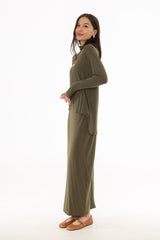 Olive Raglan Sleeve Maxi Dress