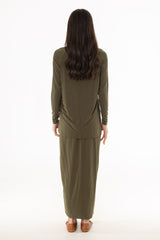 Olive Raglan Sleeve Maxi Dress