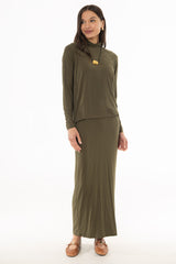 Olive Raglan Sleeve Maxi Dress