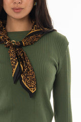 Green Ribbed Shoulder Detail Sleeve Top