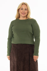 Green Ribbed Shoulder Detail Sleeve Top
