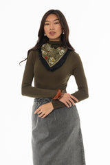 Green Seamless Turtleneck Top