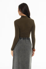Green Seamless Turtleneck Top