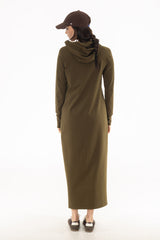 Green Side Zipper Sweatshirt Dress