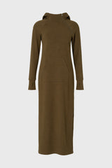 Green Side Zipper Sweatshirt Dress