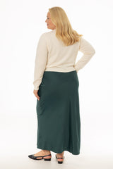 Green Silk Feel Slip Skirt