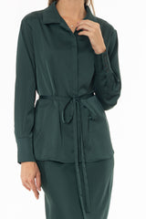 Green Silk Feel Tie Top
