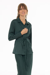 Green Silk Feel Tie Top