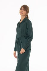 Green Silk Feel Tie Top