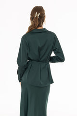 Green Silk Feel Tie Top