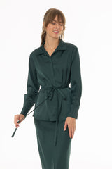 Green Silk Feel Tie Top
