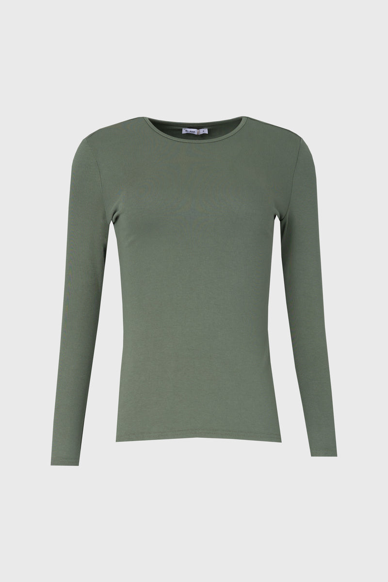 Green Solid Round Neck Long Sleeve T-Shirt