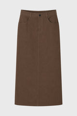 Green Straight Denim Maxi Skirt