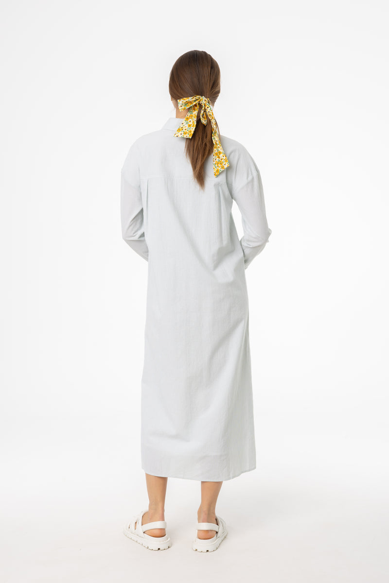 striped maxi shirt dress Green Striped Maxi Shirt Dress – BLANK