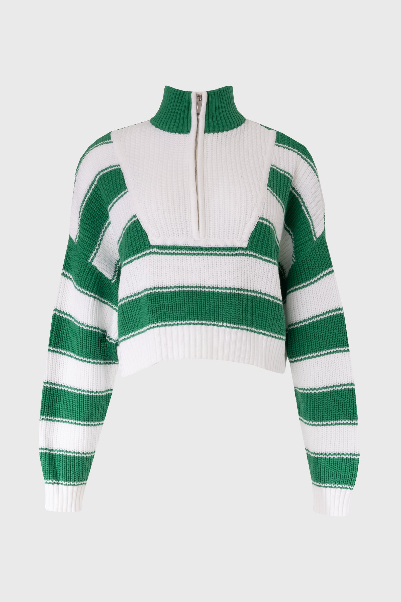 Green Striped Quarter Zip Sweater Top – BLANK