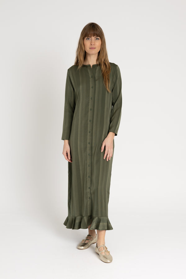 Green Striped Button Down Maxi