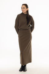 Olive Sweater Maxi Skirt