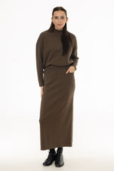 Olive Sweater Maxi Skirt