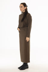 Olive Sweater Maxi Skirt