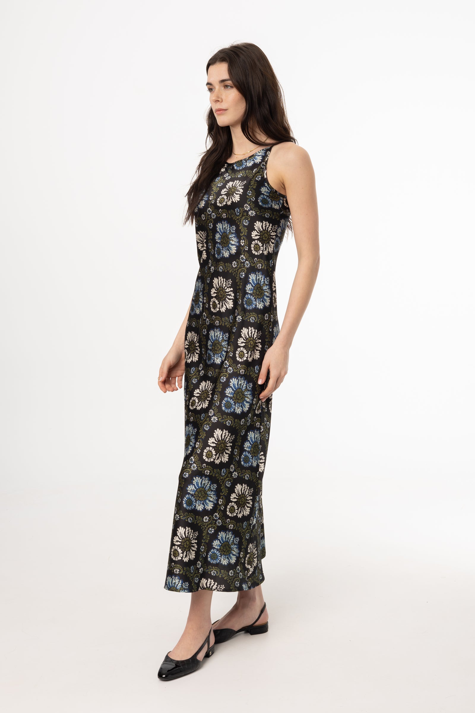 printed slip dress Green and Blue Printed Slip Dress – BLANK