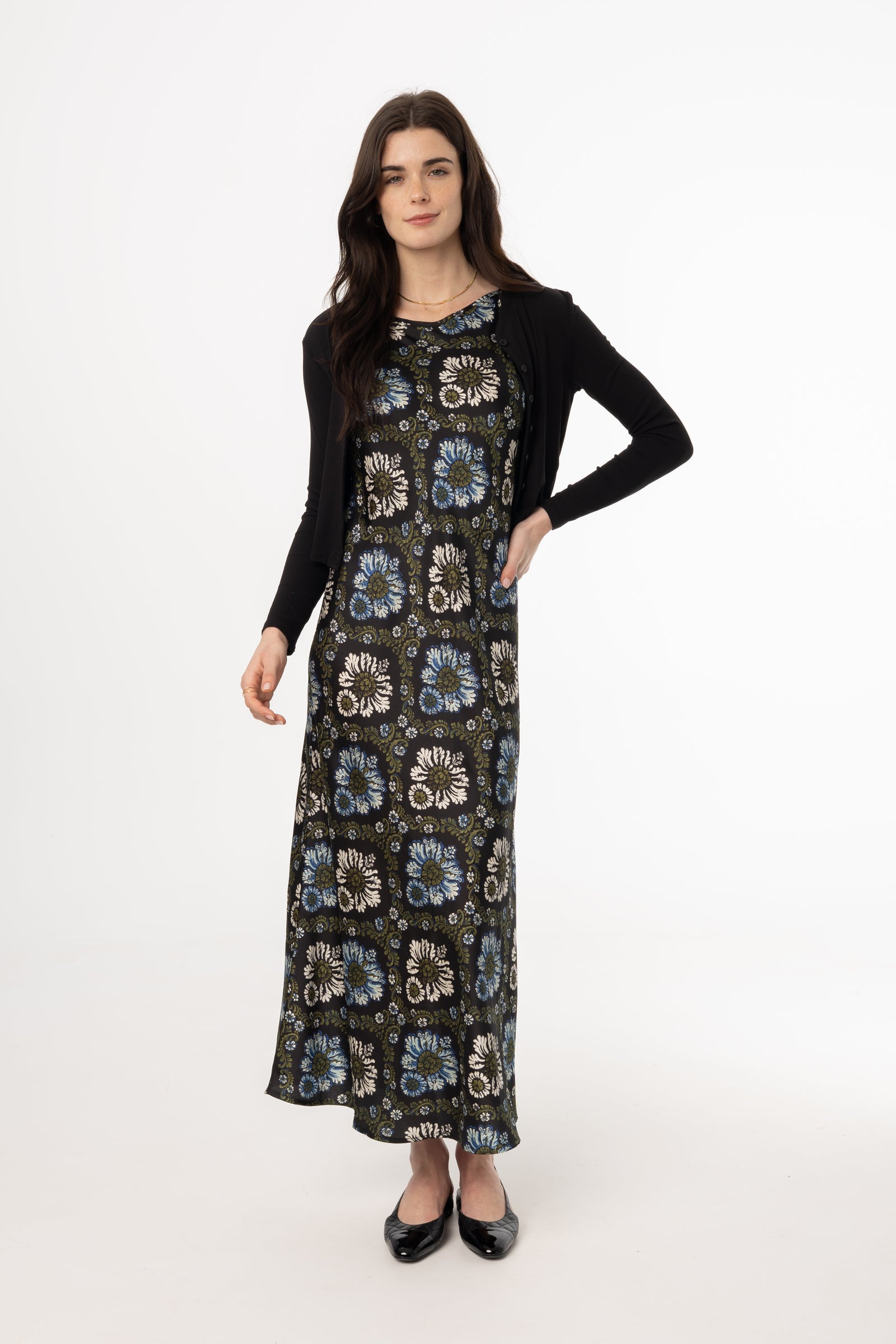 printed slip dress Green and Blue Printed Slip Dress – BLANK