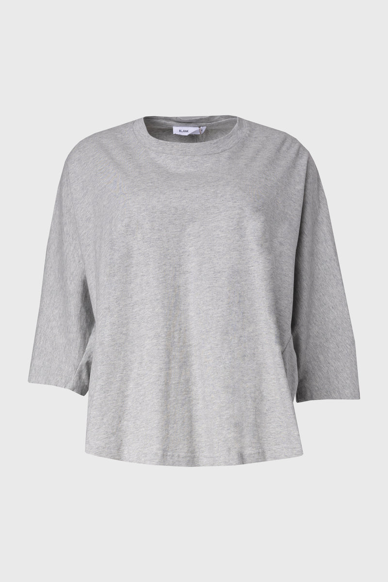 Grey Oversized Dolman 3/4 Sleeve T-Shirt