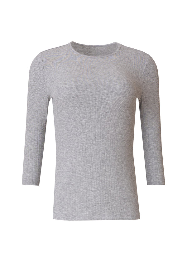 Grey Basic 3/4 Round Neck T-Shirt