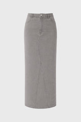 Grey Basic Detail Denim Skirt