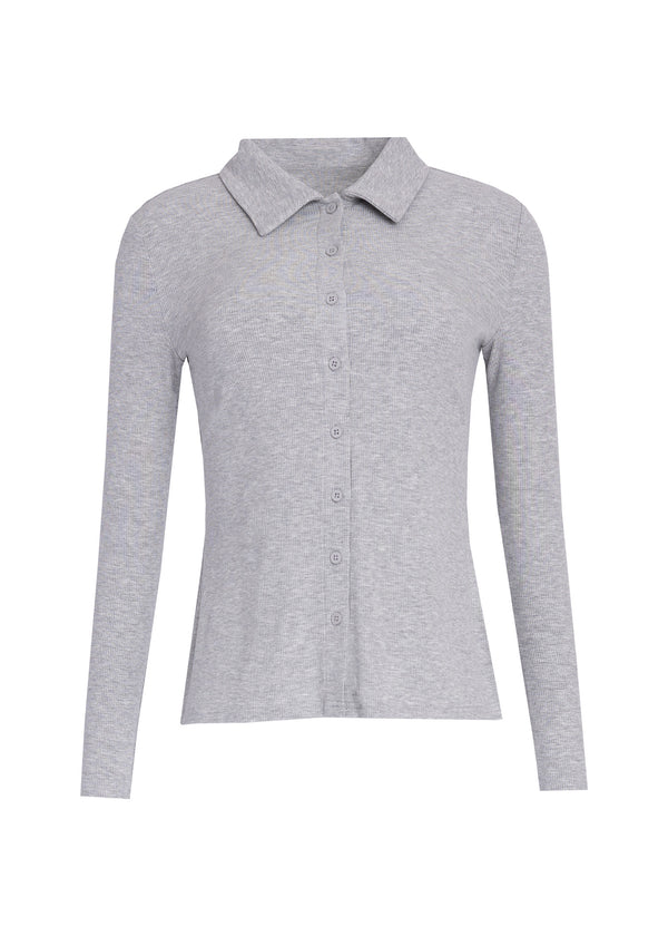 Grey Basic Ribbed Shirt