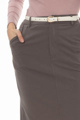 Grey Basic Stretch Cotton Maxi Skirt