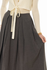 Grey Box Pleat Maxi Skirt