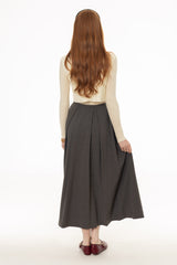 Grey Box Pleat Maxi Skirt