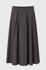 Grey Box Pleat Maxi Skirt